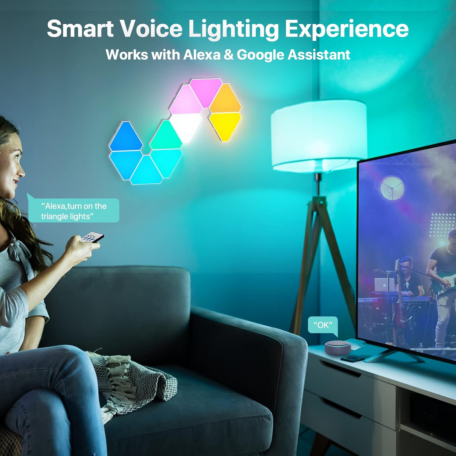 LED Panel Wall Gaming Wall Light 10 Pieces Triangle RGB